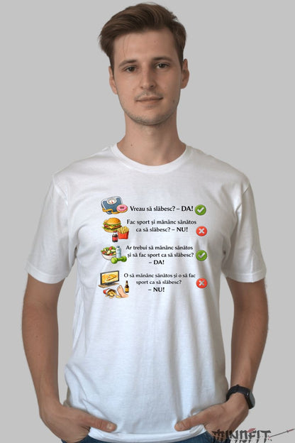 Tricou Amuzant Vreau Sa Slabesc barbat alb