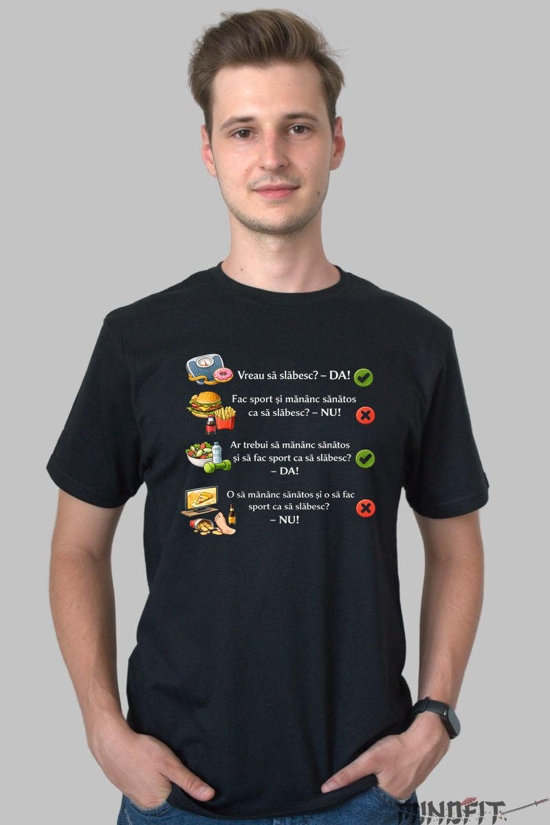 Tricou Amuzant Vreau Sa Slabesc barbat negru