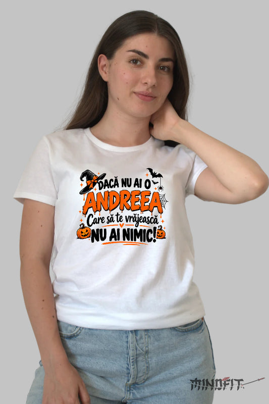 Tricou Personalizat Cu Nume-Halloween dama alb
