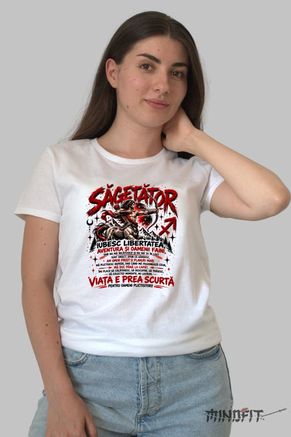 Tricou dama Sagetator Iubesc Libertatea dama alb