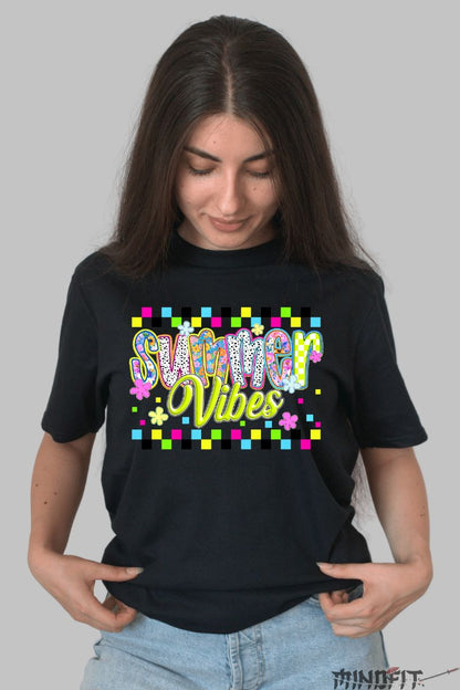 Tricou de vara -Summer Vibes Neon dama negru