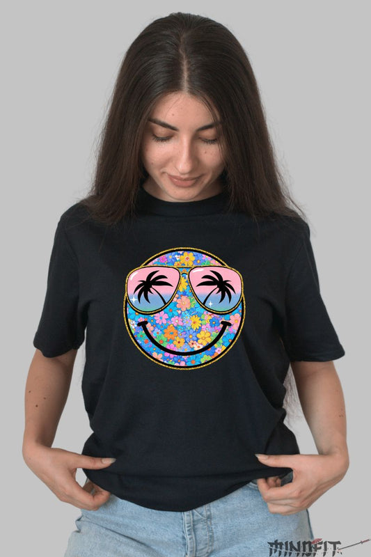 Tricou de vara -Zambet Tropical dama negru