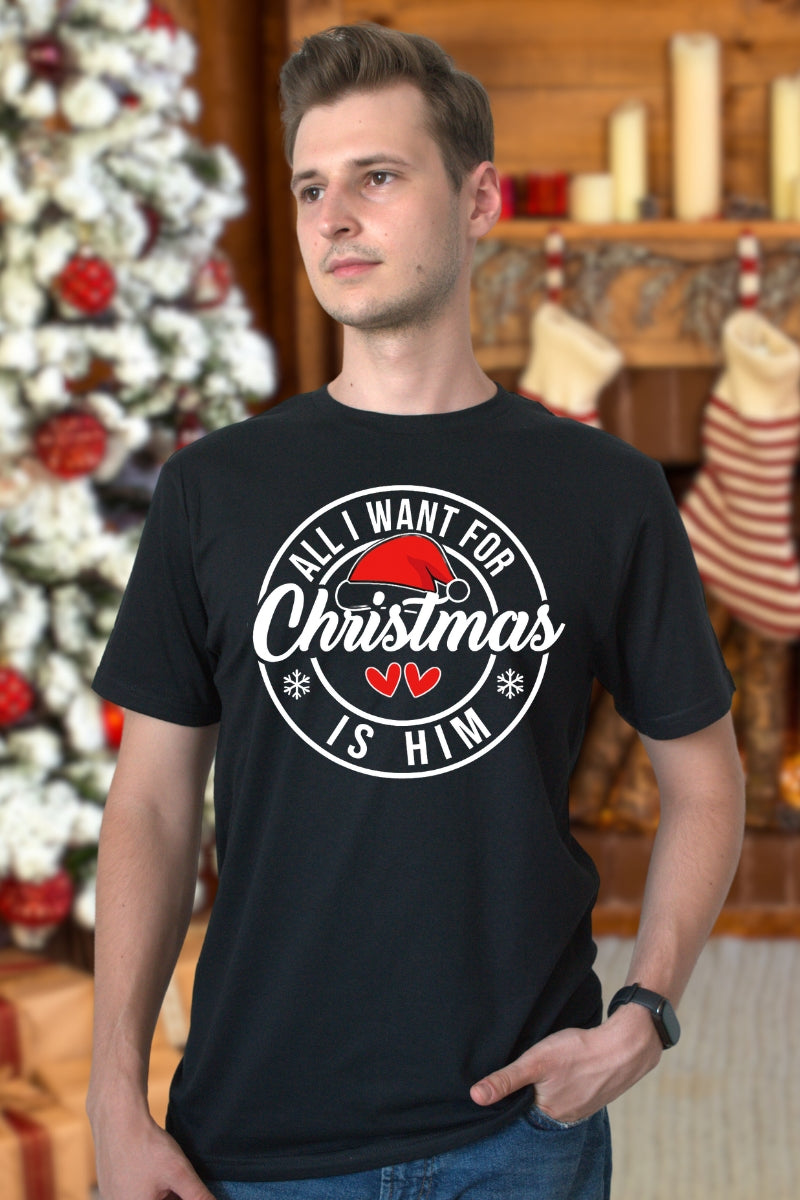 Set Tricouri Cupluri All I Want For Christmas barbat negru