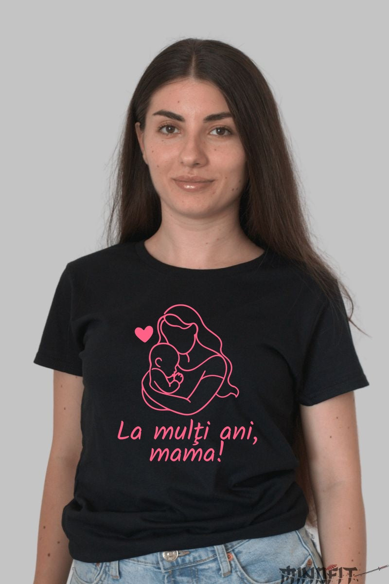 Tricou 8 Martie - Mama si Copil in Inima Dama Negru