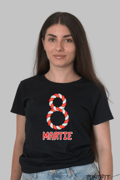 Tricou 8 Martie Martisor Rasucit Red&White Dama Negru