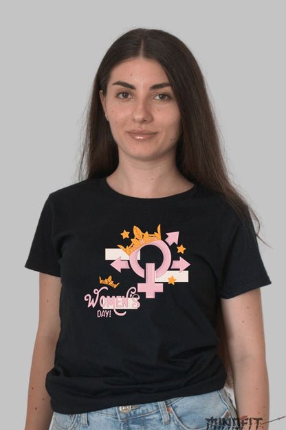 Tricou 8 Martie - Women's Day Cu Simbol Regal Dama Negru