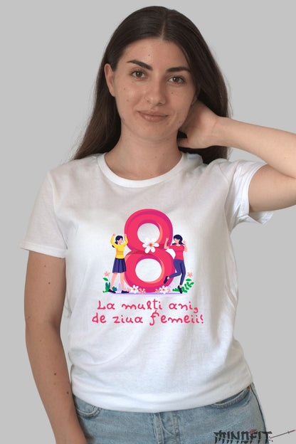 Tricou 8 Martie - Ziua Femeii Cu Flori Dama Alb