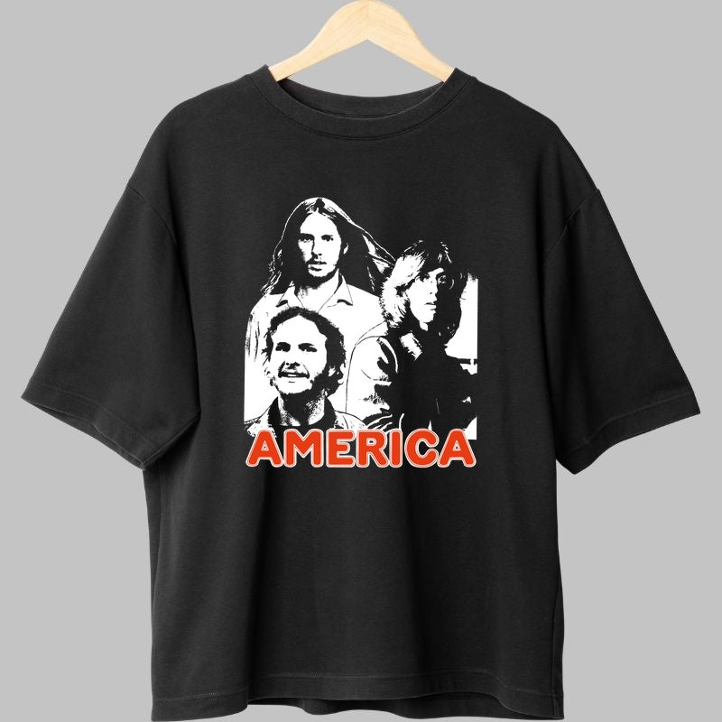 Tricou America - Portret Retro Iconic fata negru