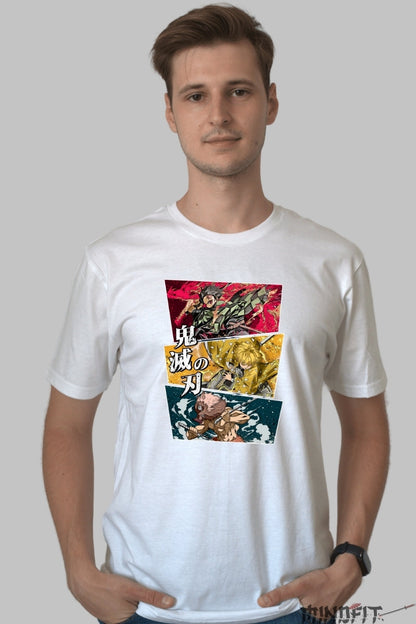 Tricou Anime Demon Slayer - Eroii Lamei Nichirin barbat alb