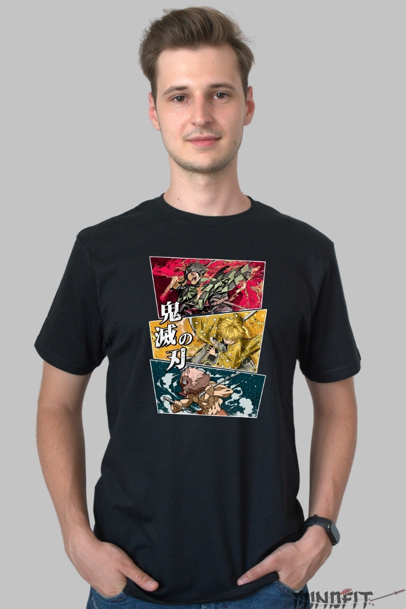 Tricou Anime Demon Slayer - Eroii Lamei Nichirin barbat negru