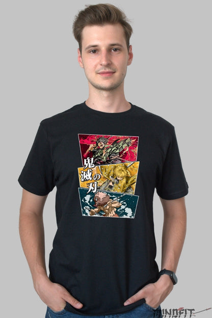Tricou Anime Demon Slayer - Eroii Lamei Nichirin barbat negru