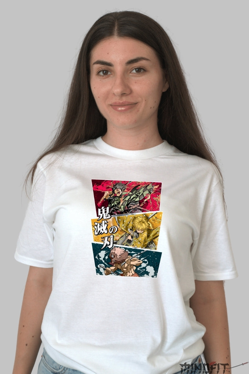 Tricou Anime Demon Slayer - Eroii Lamei Nichirin dama alb