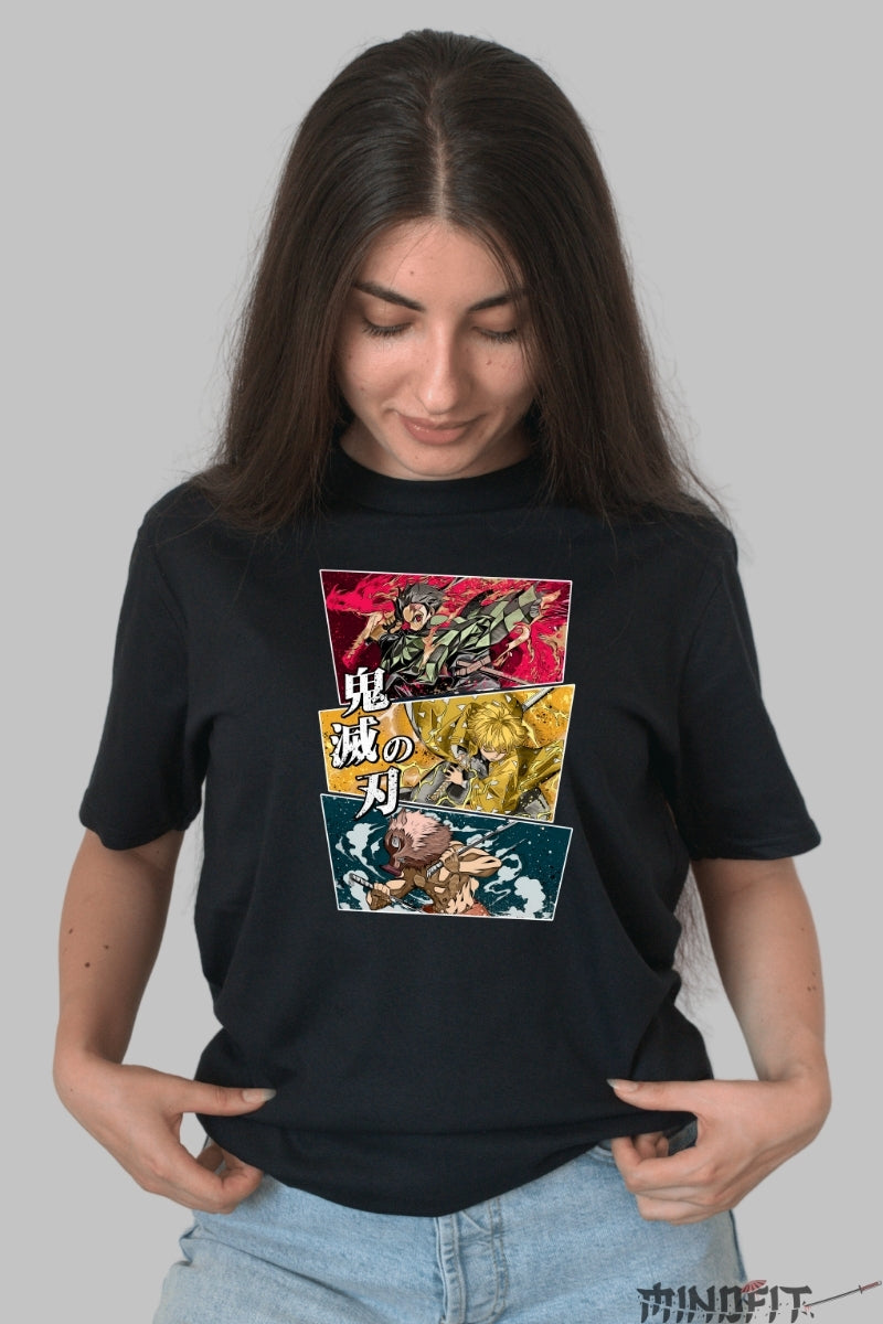 Tricou Anime Demon Slayer - Eroii Lamei Nichirin dama negru