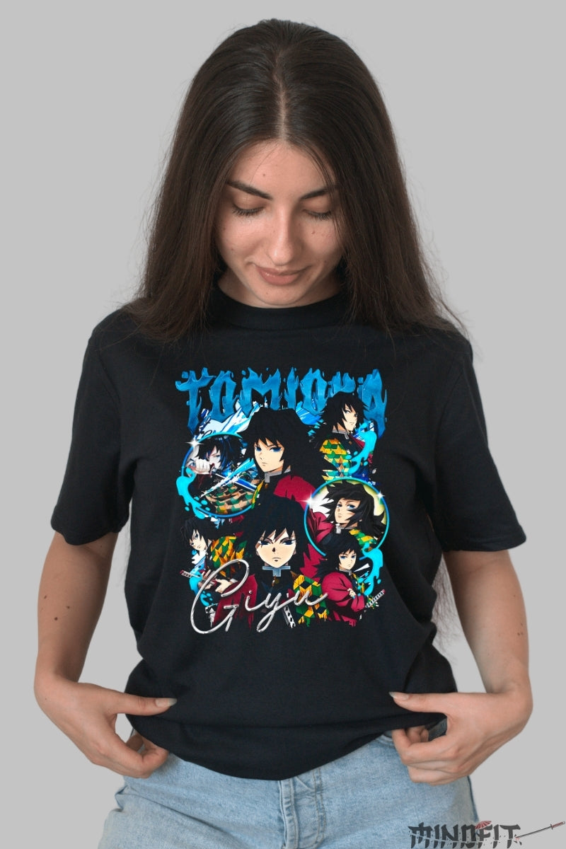 Tricou Anime Demon Slayer - Giyu Tomioka Stil Resemnare dama negru