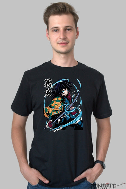 Tricou Anime Demon Slayer - Giyu Tomioka Water Hashira barbat negru