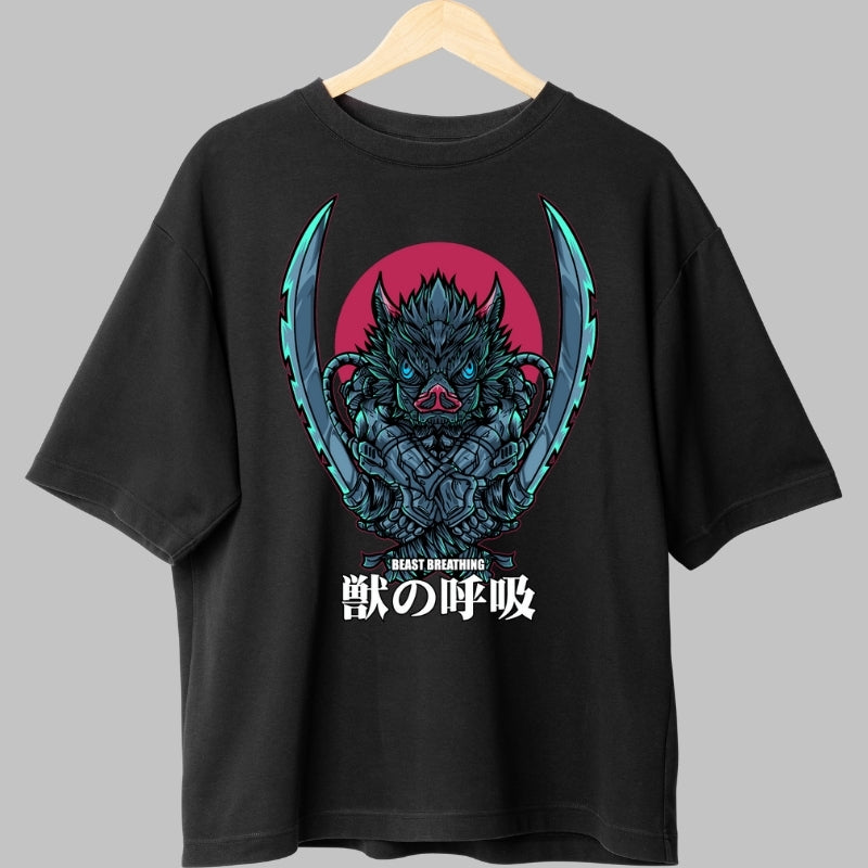 Tricou Anime Demon Slayer - Inosuke Respira-ia Bestiei fata