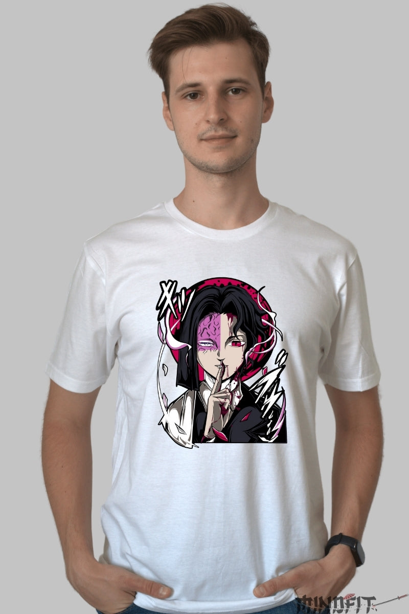 Tricou Anime Demon Slayer - Muzan Kibutsuji Silenced Darkness barbat alb