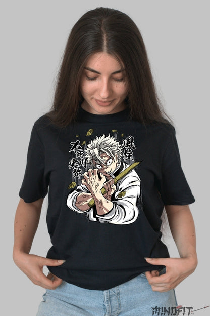 Tricou Anime Demon Slayer - Sanemi Shinazugawa Wild Wind dama negru