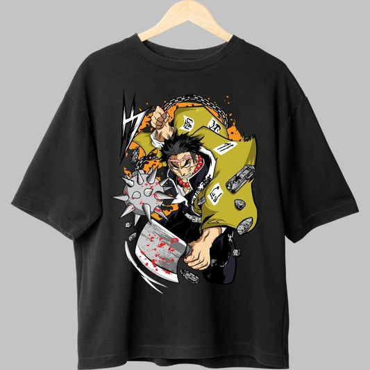 Tricou Anime Demonic Slayer - Tengen Uzui in plina confruntare fata