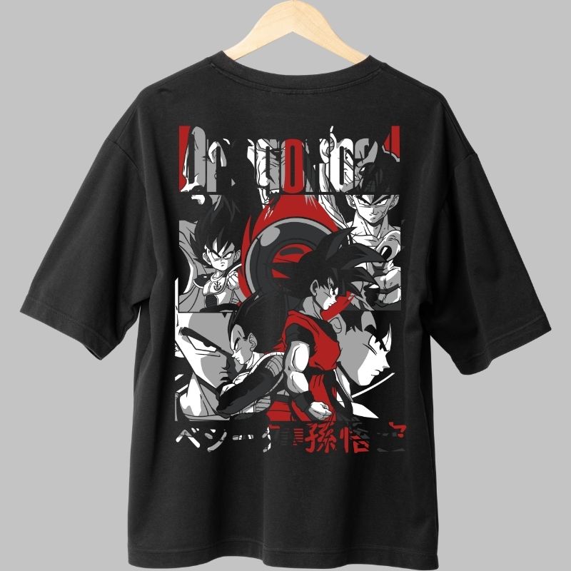 Tricou Anime Dragon Ball -Goku vs Vegeta Contrast Epic negru fata