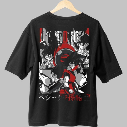 Tricou Anime Dragon Ball -Goku vs Vegeta Contrast Epic negru fata