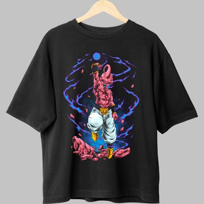 Tricou Anime Dragon Ball -Majin Buu vs Goku si Vegeta negru spate