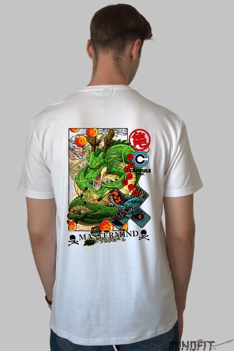 Tricou Anime Dragon Ball -Shenron & Dragon Balls alb negru spate