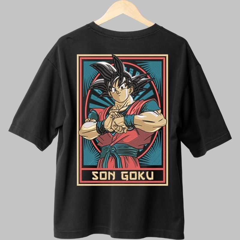 Tricou Anime Dragon Ball -Son Goku Retro Style negru fata
