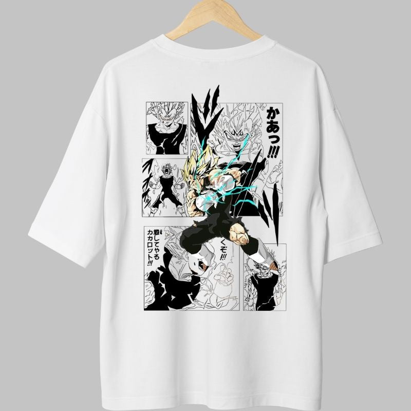 Tricou Anime Dragon Ball -Vegeta Lightning Power alb fata