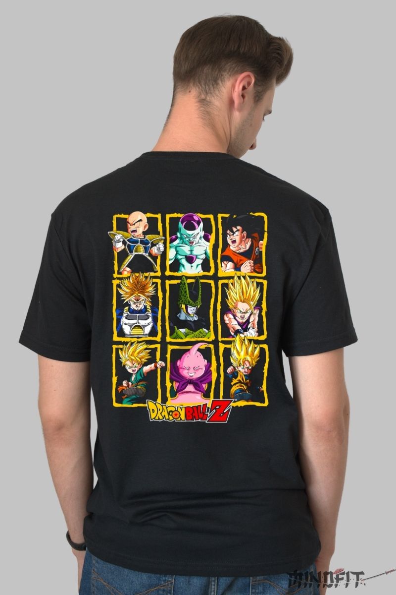 Tricou Anime Dragon Ball Z -Colaj Eroi si Villaini barbat negru spate