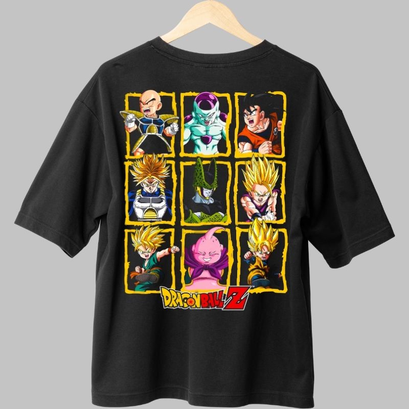 Tricou Anime Dragon Ball Z -Colaj Eroi si Villaini negru fata
