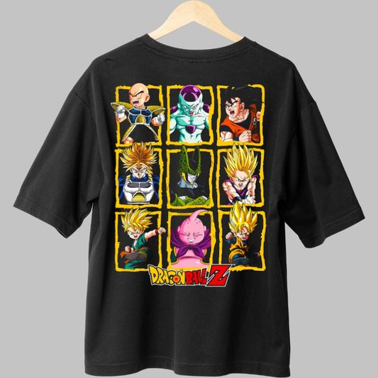 Tricou Anime Dragon Ball Z -Colaj Eroi si Villaini negru fata