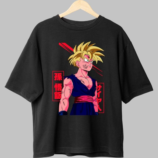 Tricou Anime Dragon Ball Z -Gohan Battle Wounds negru