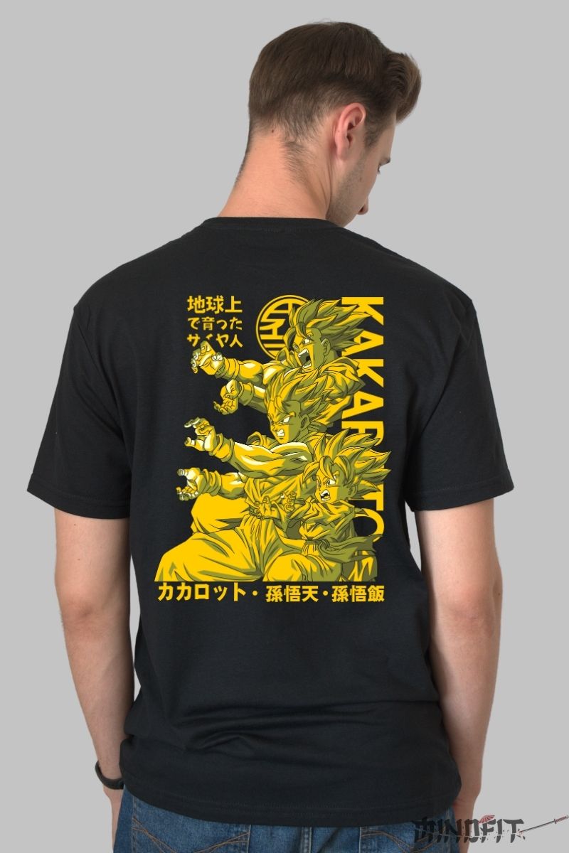 Tricou Anime Dragon Ball Z Kakarot Saiyan Power barbat negru