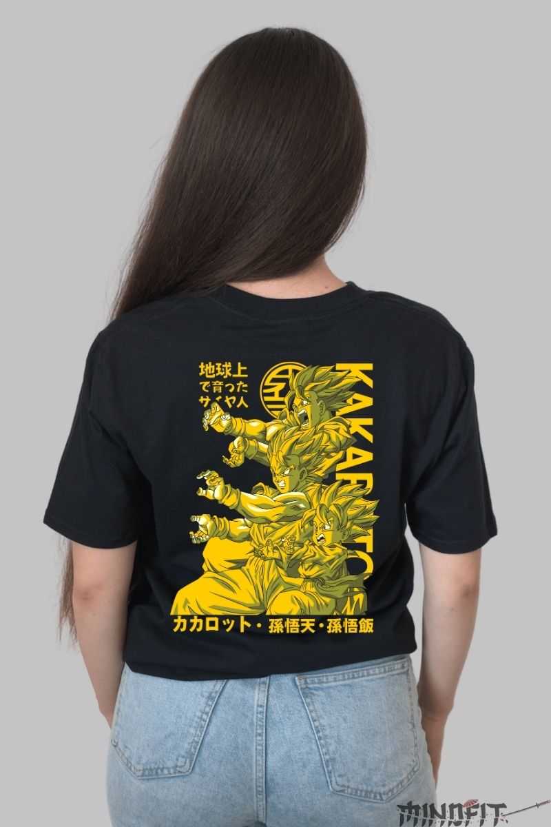 Tricou Anime Dragon Ball Z Kakarot Saiyan Power dama negru