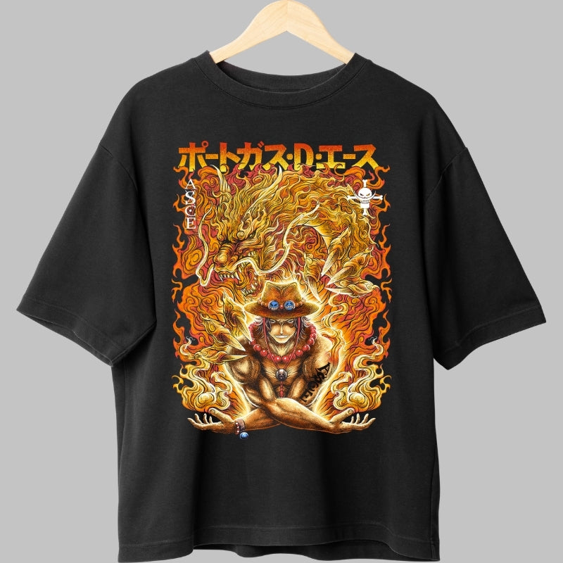 Tricou Anime One Piece - Ace Flacara Dragonului fata