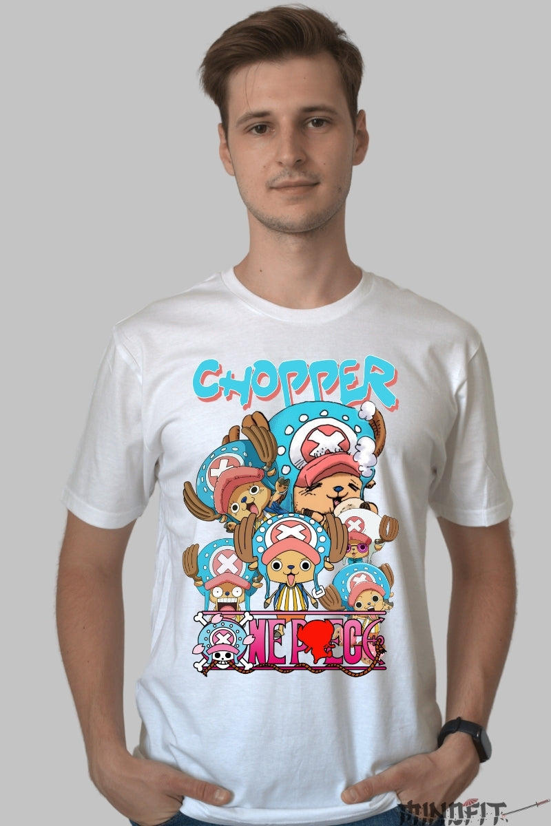 Tricou Anime One Piece - Chopper Squad Crew barbat alb