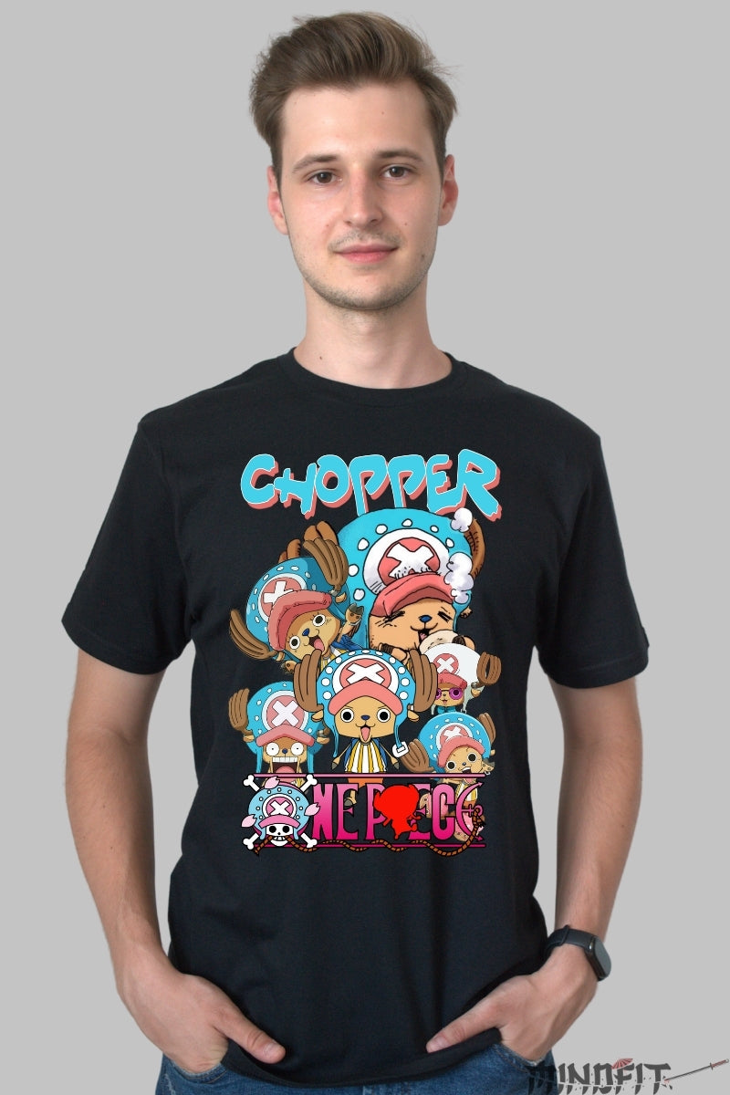 Tricou Anime One Piece - Chopper Squad Crew barbat negru
