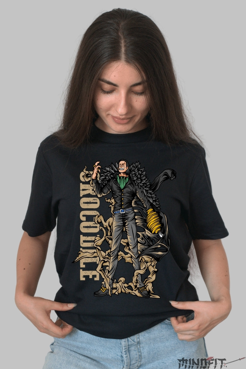 Tricou Anime One Piece - Crocodile Lord of Sand dama negru