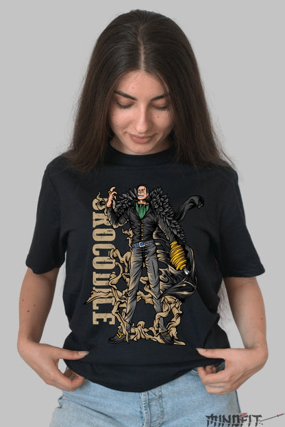 Tricou Anime One Piece - Crocodile Lord of Sand dama negru