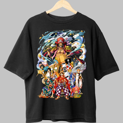 Tricou Anime One Piece - Eroii din Wano si Regele Piratilor fata