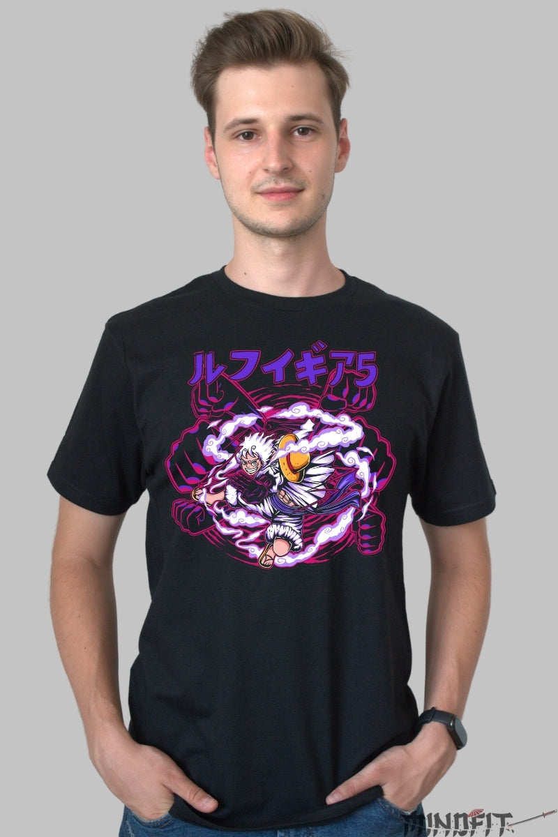 Tricou Anime One Piece - Luffy Gear 5 Impact barbat negru