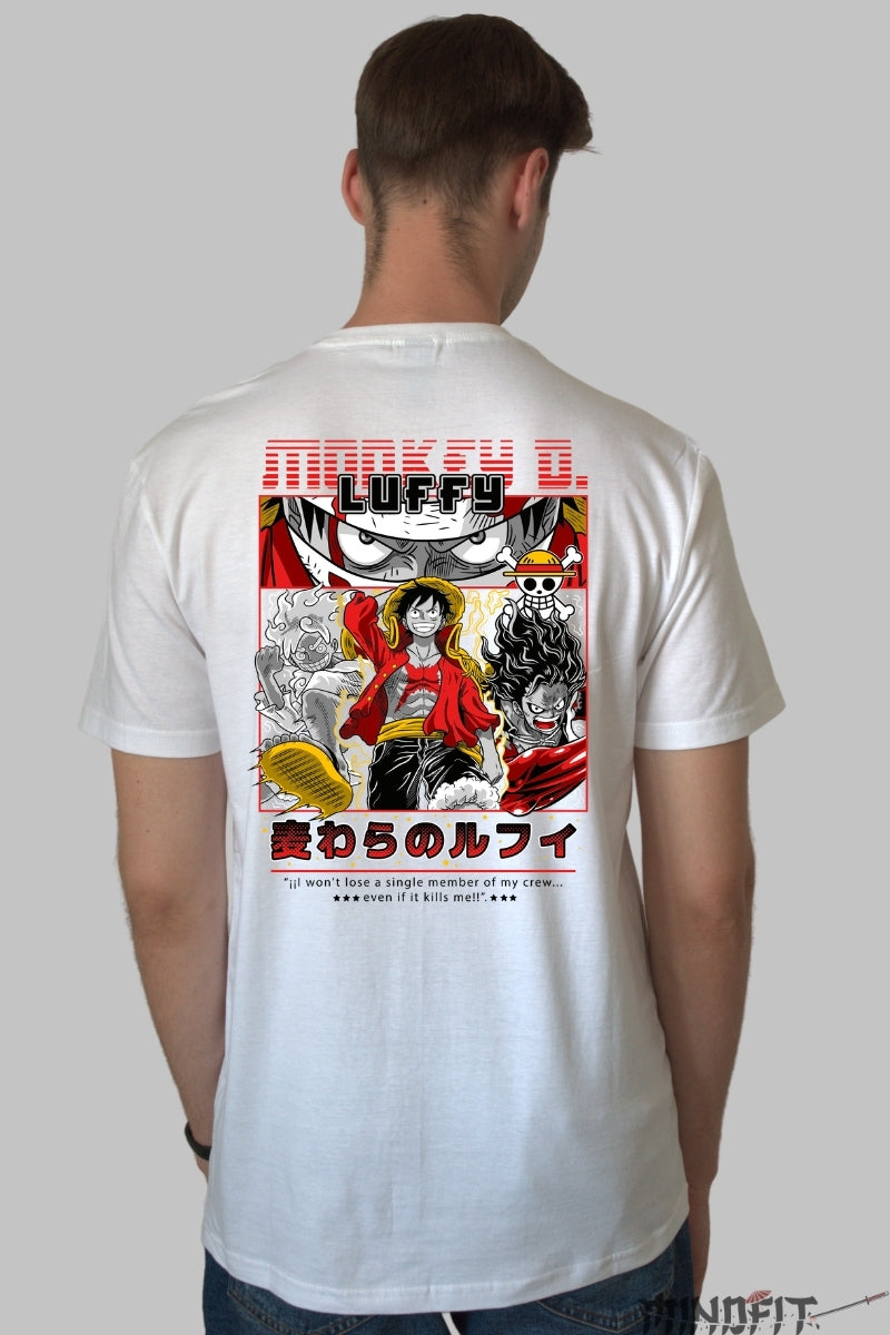Tricou Anime One Piece - Luffy Gear Fifth Determinare Totala barbat alb