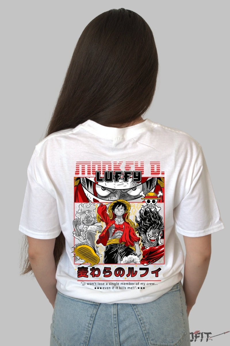 Tricou Anime One Piece - Luffy Gear Fifth Determinare Totala dama alb