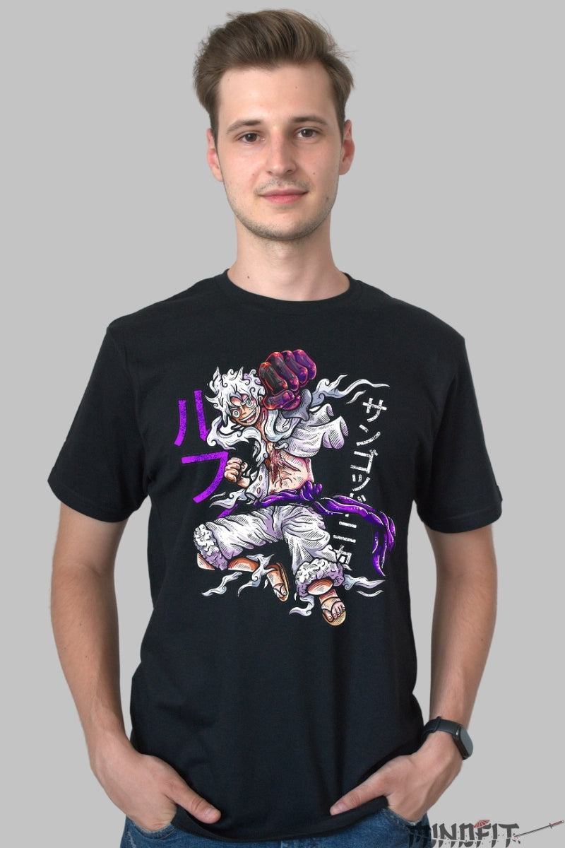 Tricou Anime One Piece - Luffy Gear Fifth Transformation barbat negru