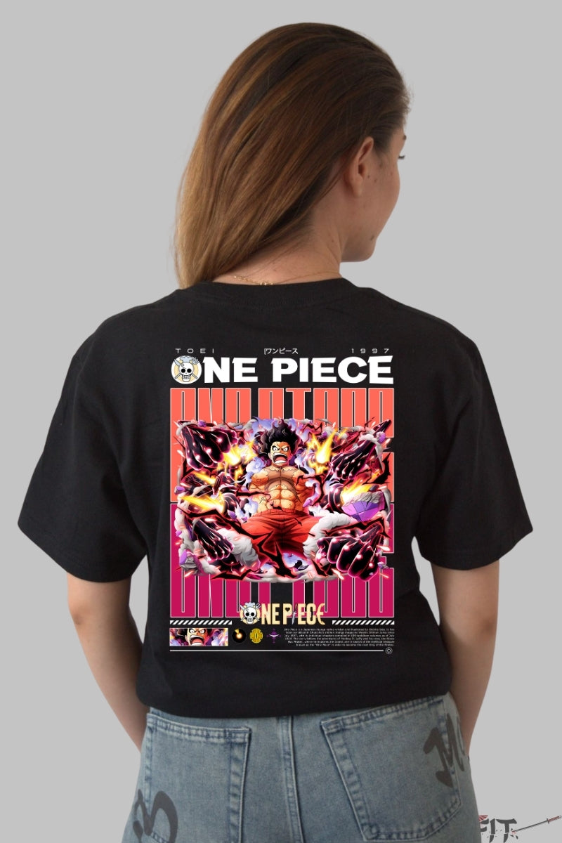 Tricou Anime One Piece - Luffy Gear Fourth Full Power dama negru