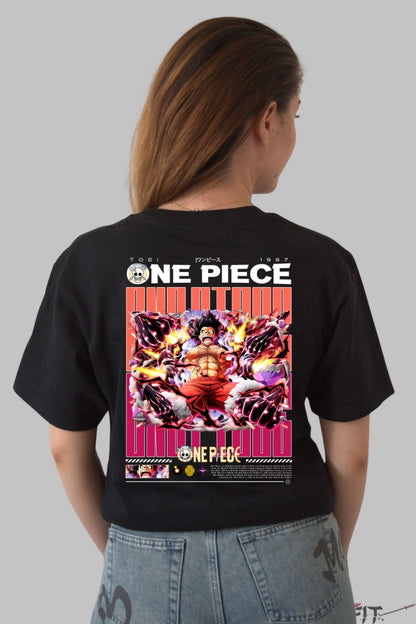 Tricou Anime One Piece - Luffy Gear Fourth Full Power dama negru