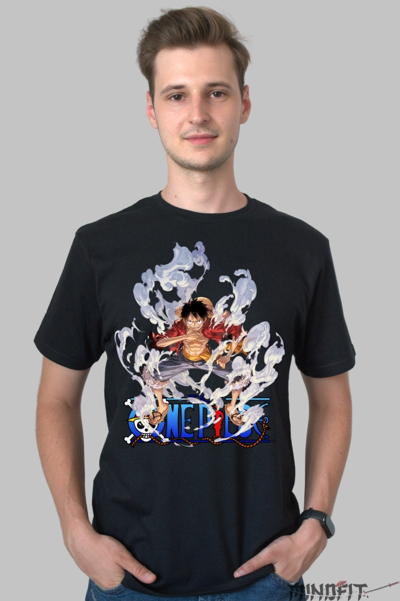 Tricou Anime One Piece - Luffy Gear Second Aura barbat negru