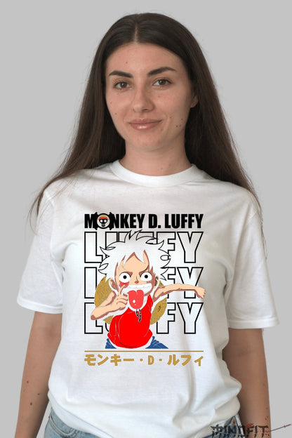 Tricou Anime One Piece - Monkey D. Luffy Expressive Mode dama alb