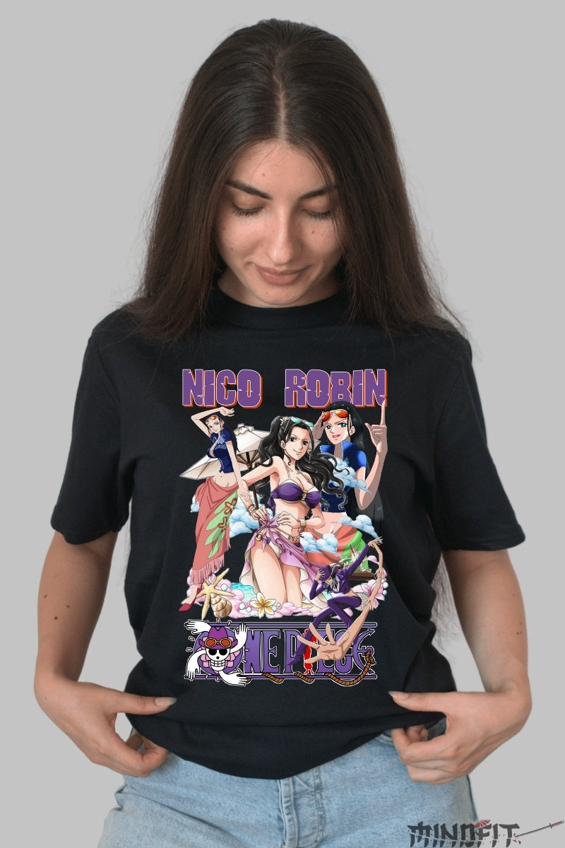 Tricou Anime One Piece - Nico Robin Arheologul Umbrei dama negru